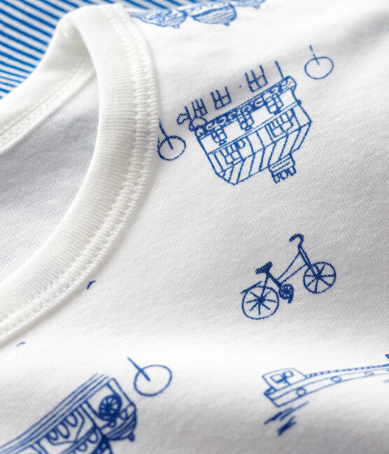 Confezione da 2 pigiami bambino millerighe blu e fantasia Parigi in cotone variante 1