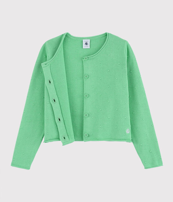 Cardigan tricot in cotone bambina verde ALOEVERA