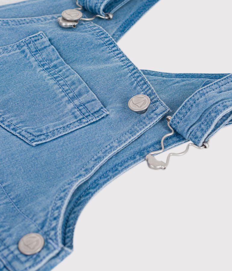 Salopette corta in denim leggero neonato blu