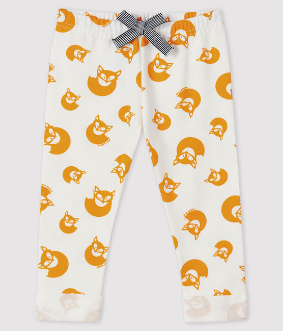 Pantalone bebè maschio in molleton bianco MARSHMALLOW/giallo BOUDOR