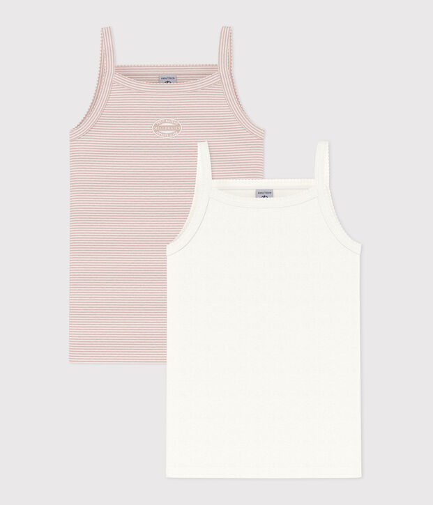 Set di 2 canottiere con spalline sottili in cotone bambino multicolore