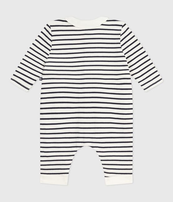 Tutina in cotone con stampa a righe marinière e colletto neonato bianco MARSHMALLOW/blu SMOKING