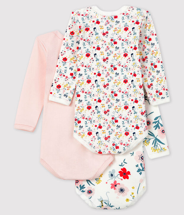 Confezione da 3 body a manica lunga beb&egrave; femmina multicolore