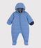 Tutina imbottita in poliestere tinta unita neonato blu