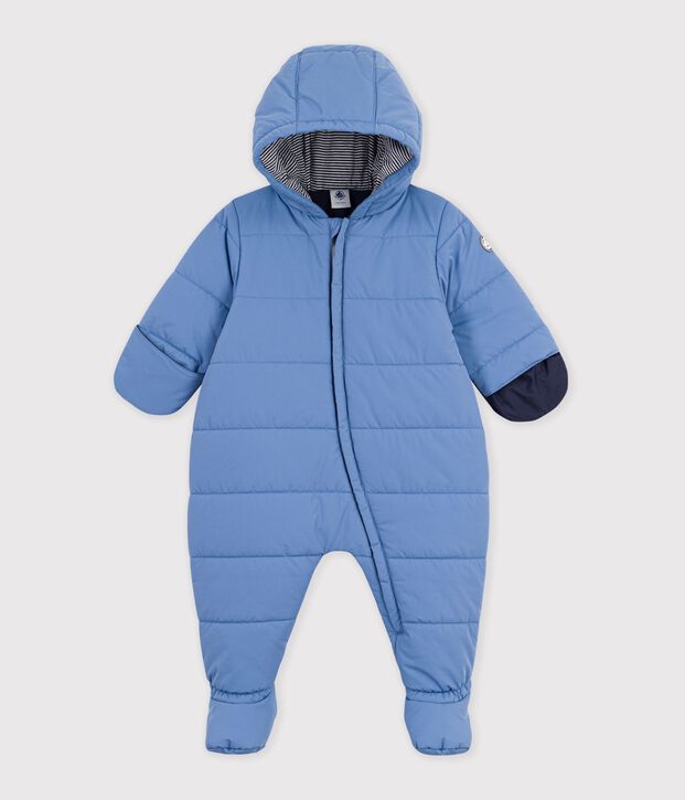 Tutina imbottita in poliestere tinta unita neonato blu