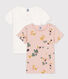 Confezione da 2 t-shirt maniche corte a fiori bambina in cotone