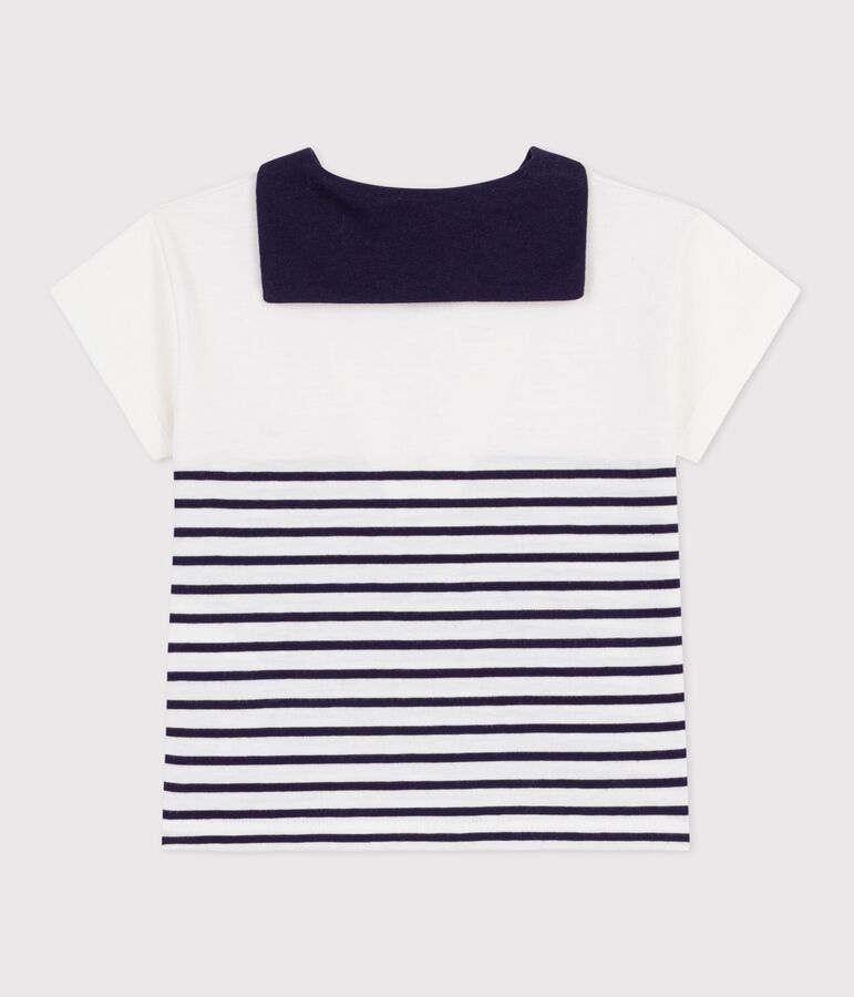 T-shirt a maniche corte in cotone a righe marini&egrave;re neonato blu MARSHMALLOW/ SOIR