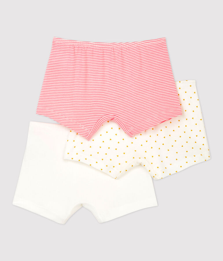 Confezione da 3 mutandine bambina fantasia a cuori in cotone multicolore
