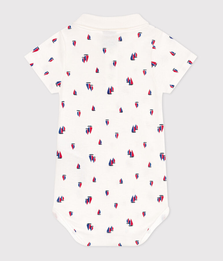 Body a maniche corte in cotone con barche stampate neonato bianco MARSHMALLOW/bianco MULTICO