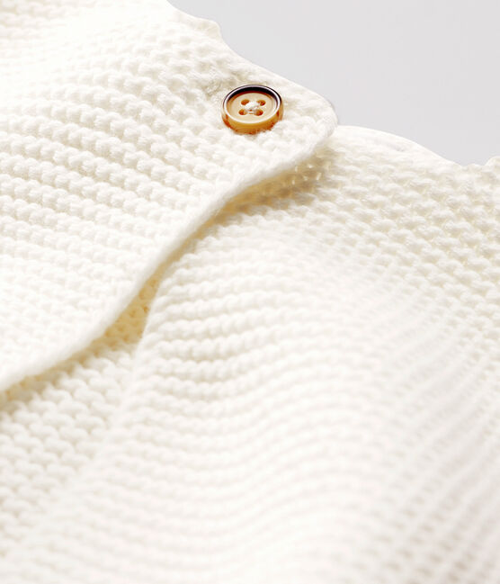 Cardigan bebè in tricot di cotone biologico bianco MARSHMALLOW