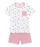 Pigiama corto bambino stampato e rigato bianco MARSHMALLOW/bianco MULTICO