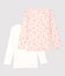 Confezione da 2 t-shirt bambina maniche lunghe a cuori in cotone variante 1