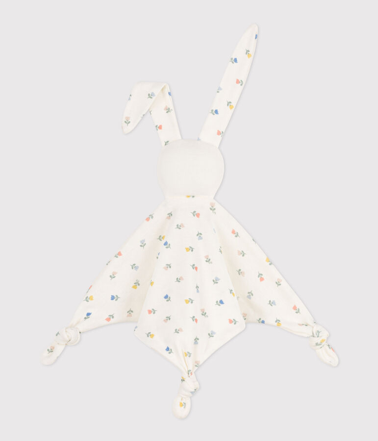 Doudou a fiori in cotone bianco/multicolore