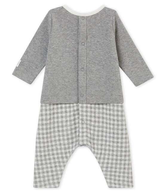 Tutina lunga vichy per bebé maschio grigio SUBWAY/bianco MARSHMALLOW