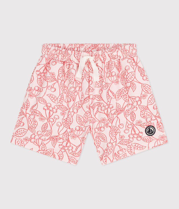 Shorts in cotone con stampa bambina rosa/rosso