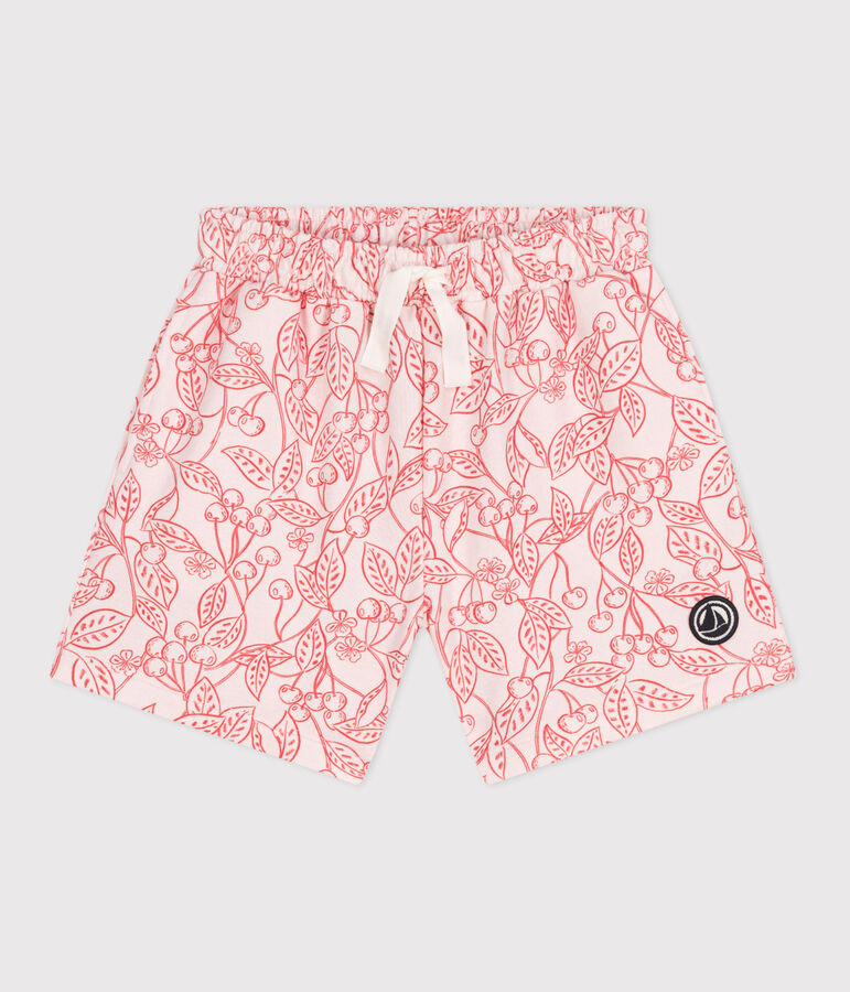 Shorts in cotone con stampa bambina rosa/rosso