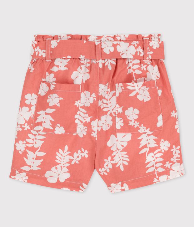 Shorts in popeline bambina rosa/bianco