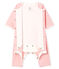 Bodyjama senza piedi bebè femmina a costine rosa CHARME/bianco MARSHMALLOW