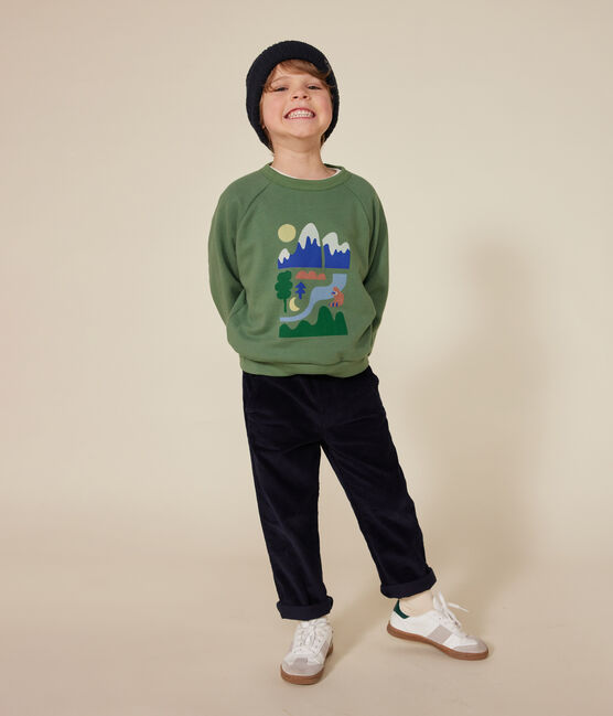 Maglia in tessuto felpato bambino verde PALMERAIE