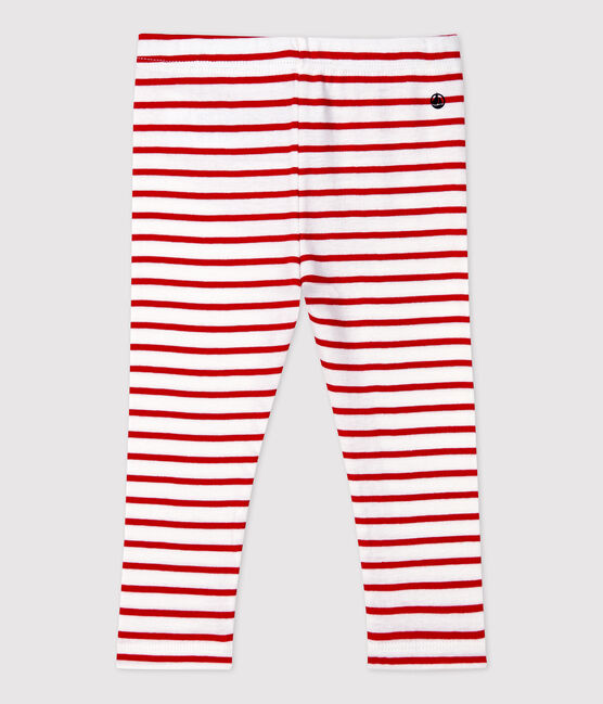 Leggins in cotone bebè. bianco MARSHMALLOW/rosso TERKUIT