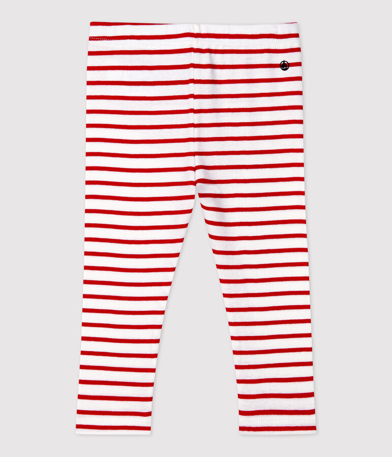 Leggins in cotone beb&egrave;. bianco/rosso