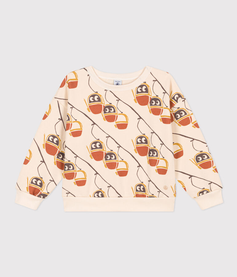 Felpa in molleton stampato bambino unisex ecru/grigio