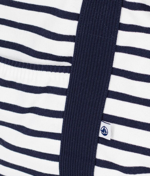 Borsa maternit&agrave; in cotone a righe neonato bianco/blu
