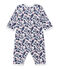 Tutina senza piedi bebè bambina in tubique stampata bianco ECUME/bianco MULTICO