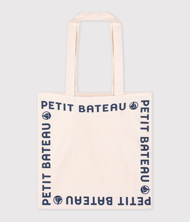 borsa tote in tela bianco/blu