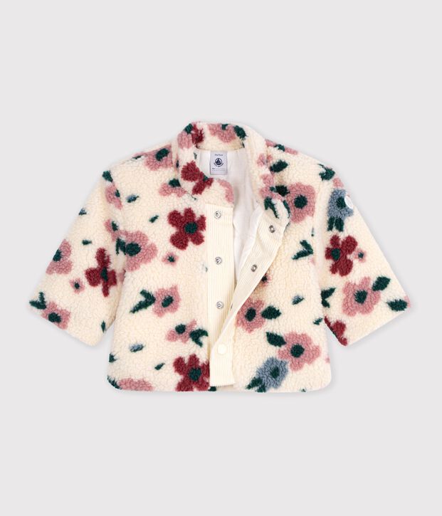 Cappotto imbottito in sherpa con stampa a fiori neonato ecru/multicolore