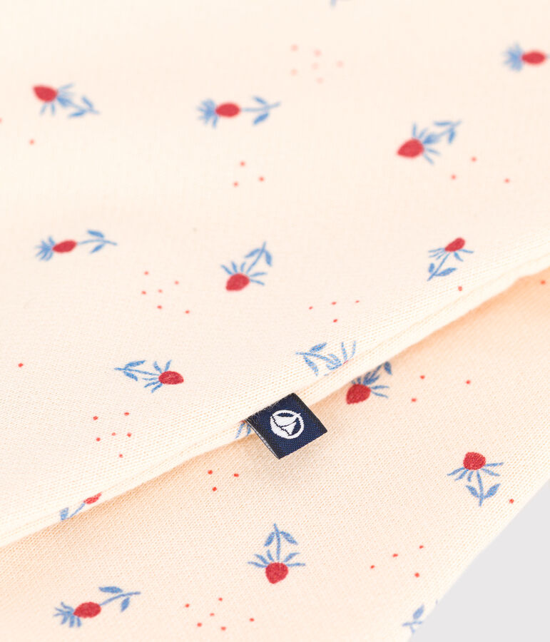 Tutina neonato in cotone con colletto e stampa a fiori ecru/multicolore