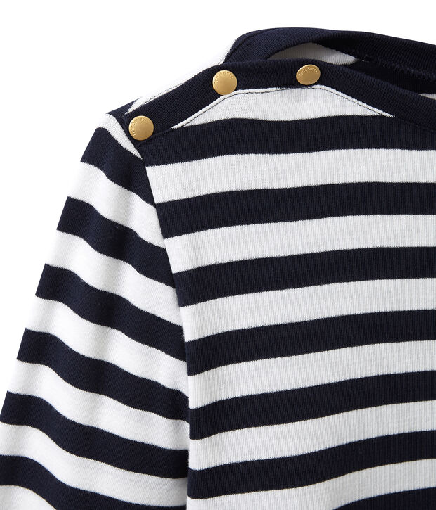 T-shirt donna a maniche lunghe a righe blu/bianco