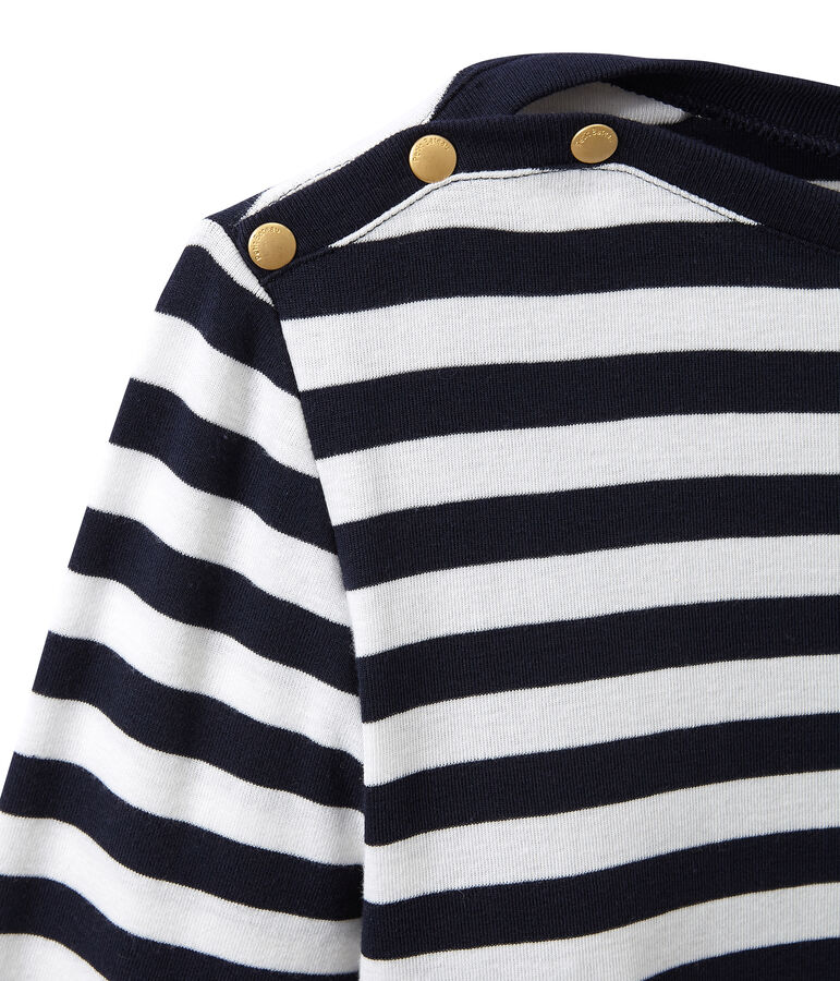 T-shirt donna a maniche lunghe a righe blu SMOKING/bianco MARSHMALLOW