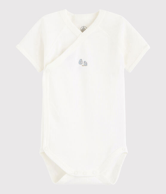 Body incrociato a manica corta bebè unisex bianco MARSHMALLOW