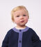 Cardigan in maglia di misto lana e cotone con motivo jacquard a cuori neonata blu/multicolore