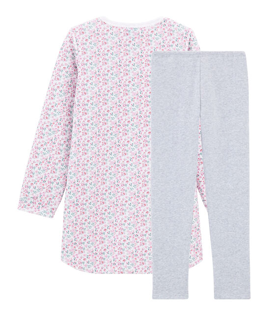 Camicia da notte bambina in velluto con leggings bianco MARSHMALLOW/bianco MULTICO