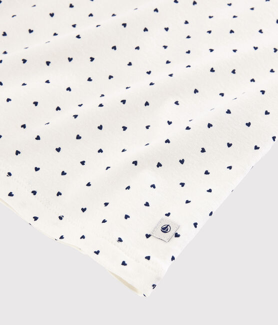 Pigiama corto cuori blu ragazza-donna in cotone bianco MARSHMALLOW/blu MEDIEVAL