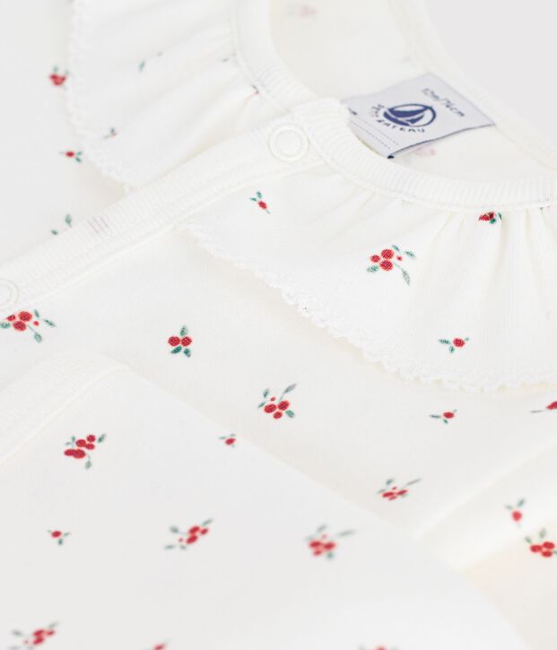 Pigiama senza piedini in cotone stampato neonato bianco/multicolore
