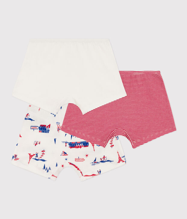 Confezione da 3 short fantasia Parigi bambina in cotone multicolore