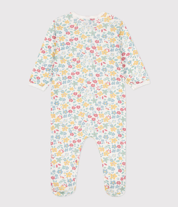 Tutina pigiama a fiori in cotone bianco/multicolore