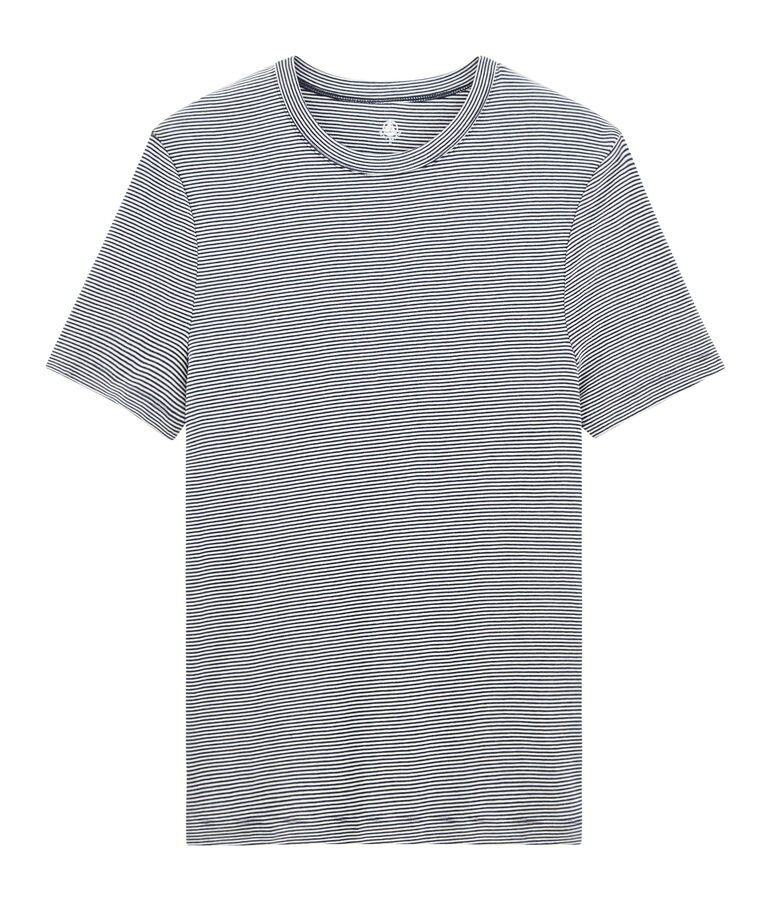 T-shirt manica corta iconica uomo girocollo blu SMOKING/bianco MARSHMALLOW