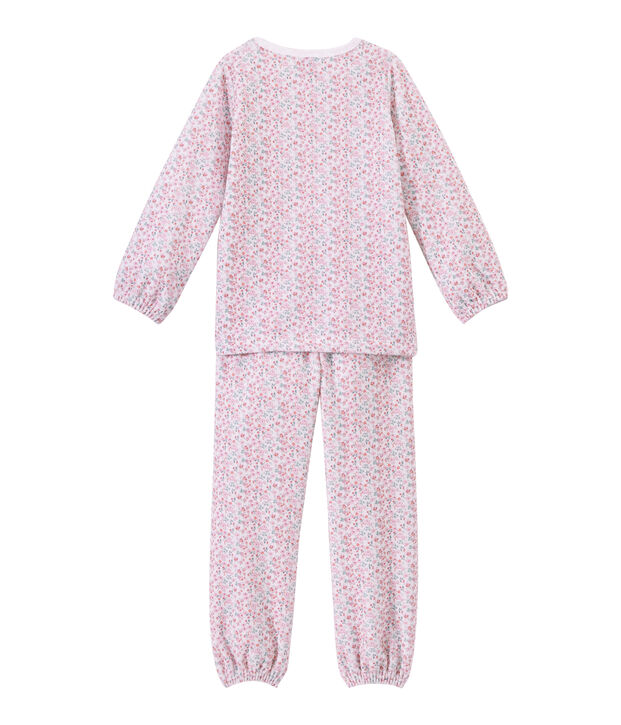 Pigiama bambina in velluto stampato bianco/multicolore