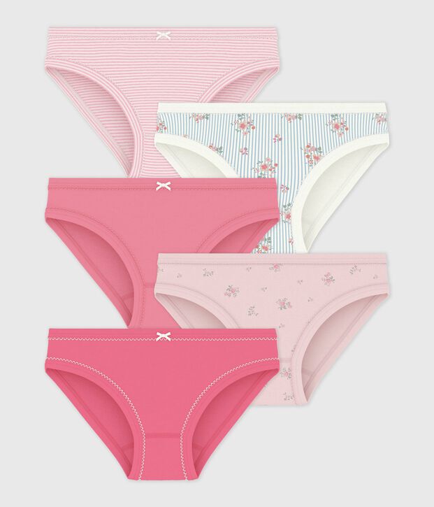 Set di slip in cotone con stampa a fiori bambina multicolore