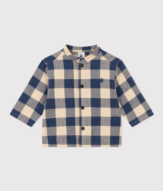 Camicia di flanella a qudri per beb&egrave; blu/ecru