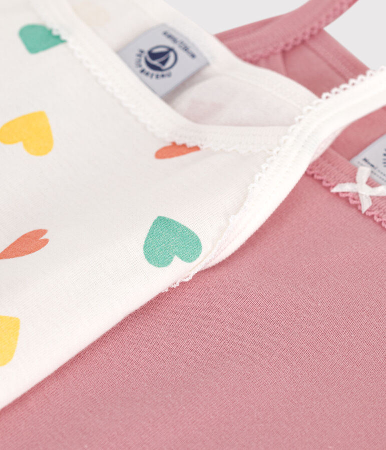 Confezione da 2 canotte in cotone per bambini con cuori multicolore