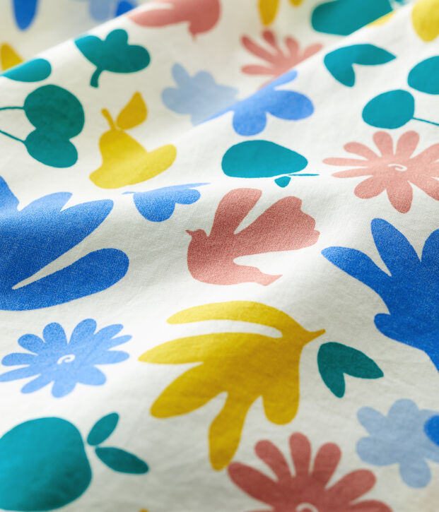 Abito beb&egrave; manica corta in popeline a fiori bianco/multicolore