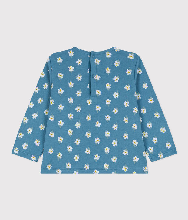 T-shirt a manica lunga in cotone per beb&egrave; blu/multicolore