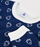 Pigiama jacquard yeti in lana e cotone bambino blu MEDIEVAL/bianco MARSHMALLOW