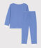 Pigiama millerighe in cotone bambina/bambino blu PERSE/bianco MARSHMALLOW