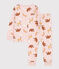 Pigiama bambino unisex in tessuto felpato con animali rosa SALINE/bianco MULTICO